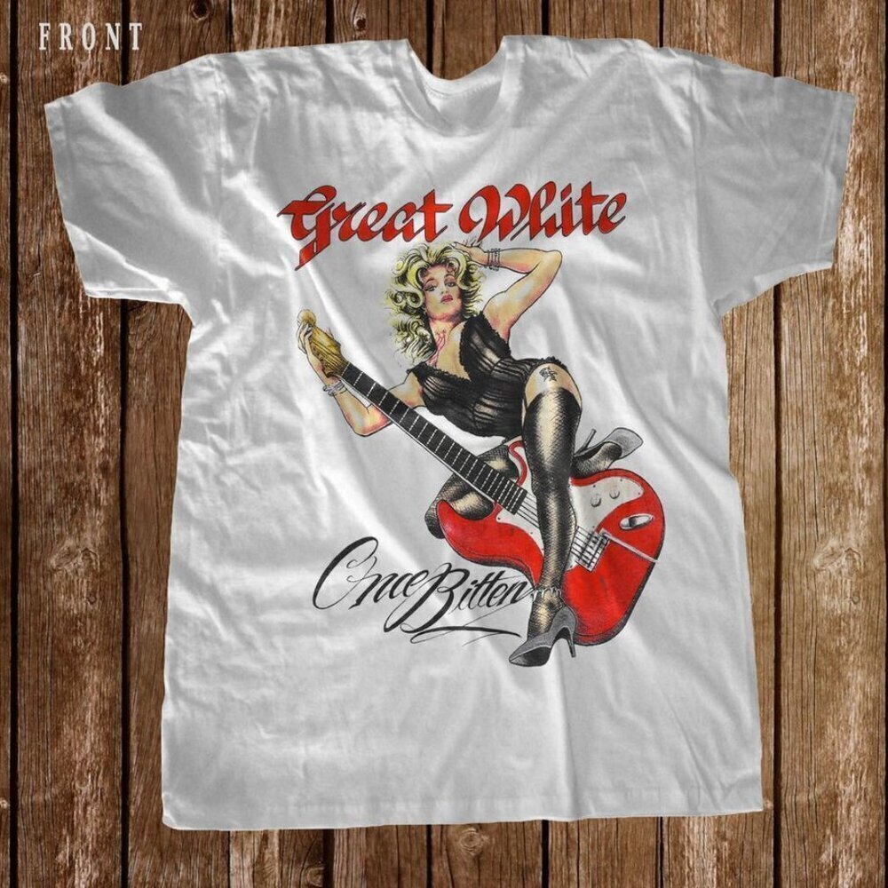 Great White Once Bitten Rock Band Shirt, 80s Metal Graphic Tee